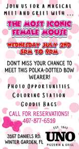 Minnie Mouse is stopping by UNOs winter Garden for a magical meet and greet!